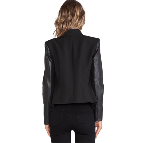 BCBG MaxAzria Abree Leather Trim Blazer Black - Picture 2 of 8